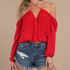 Tobi Red Cold Shoulder Top w/ tags